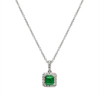 1.03 Ct. Emerald and Diamond Pendant - 18K White Gold Video