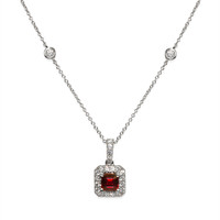 0.86 Ct. Ruby and Natural Diamond Pave Pendant, 18K White Gold Video