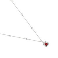 0.86 Ct. Ruby and Natural Diamond Pave Pendant, 18K White Gold Image
