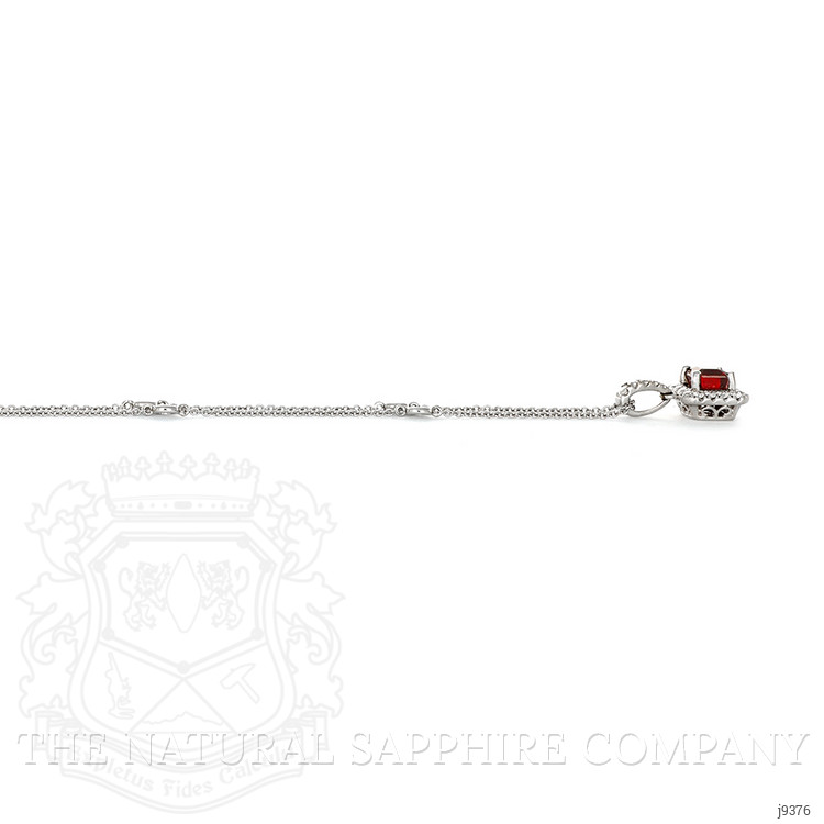0.86 Ct. Ruby and Natural Diamond Pave Pendant, 18K White Gold
