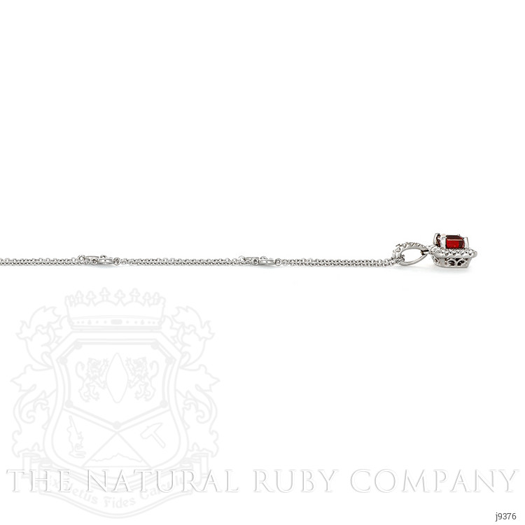 0.86 Ct. Ruby and Natural Diamond Pave Pendant, 18K White Gold