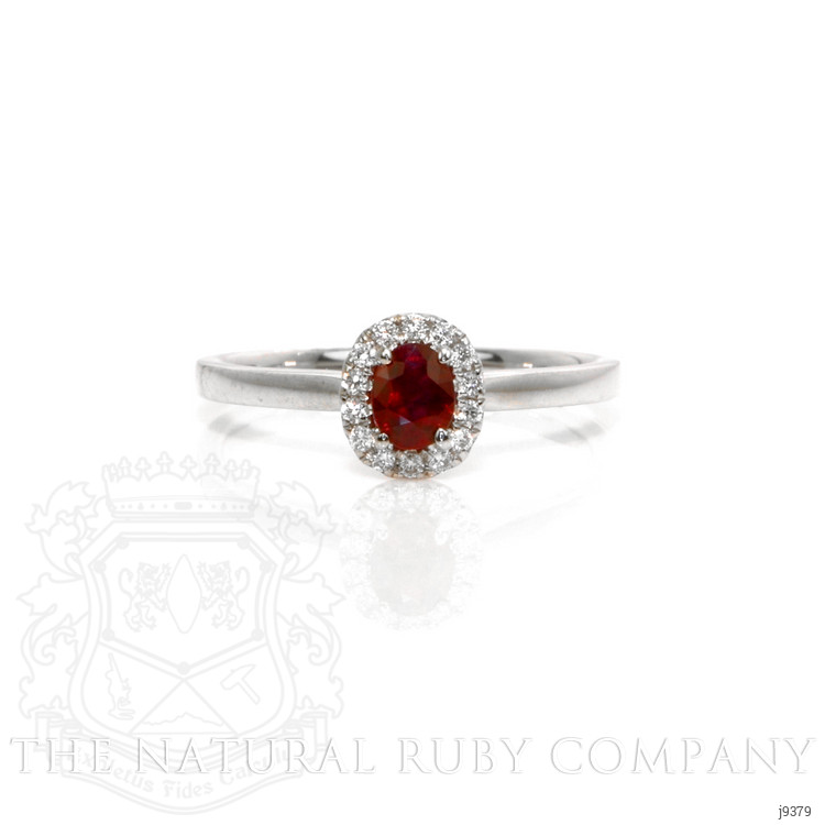 0.38 Ct. Ruby and Natural Diamond Pave Ring, 18K White Gold