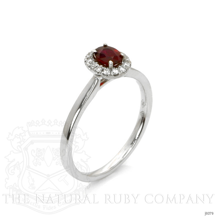 0.38 Ct. Ruby and Natural Diamond Pave Ring, 18K White Gold