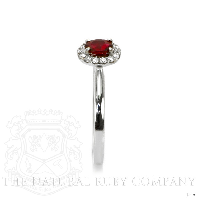 0.38 Ct. Ruby and Natural Diamond Pave Ring, 18K White Gold