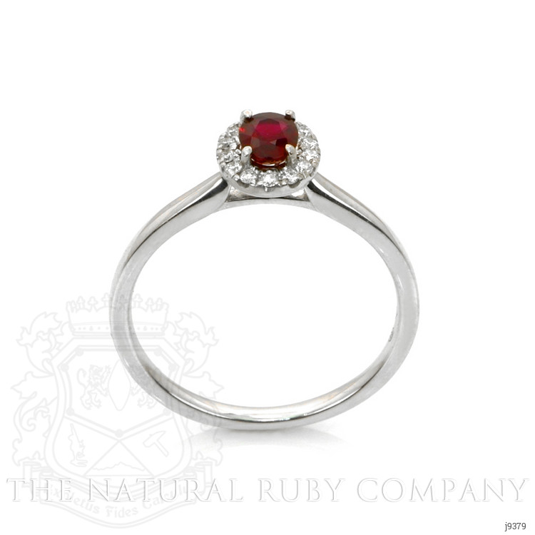 0.38 Ct. Ruby and Natural Diamond Pave Ring, 18K White Gold
