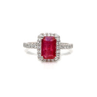 1.84 Ct. Ruby Natural Diamond Pave Ring, 14K White Gold Video