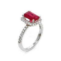 1.84 Ct. Ruby Natural Diamond Pave Ring, 14K White Gold Image