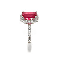 1.84 Ct. Ruby Natural Diamond Pave Ring, 14K White Gold Image