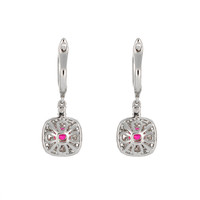 0.82 Ct.Tw. Ruby Natural Diamond Pave Earrings, 18K White Gold Image