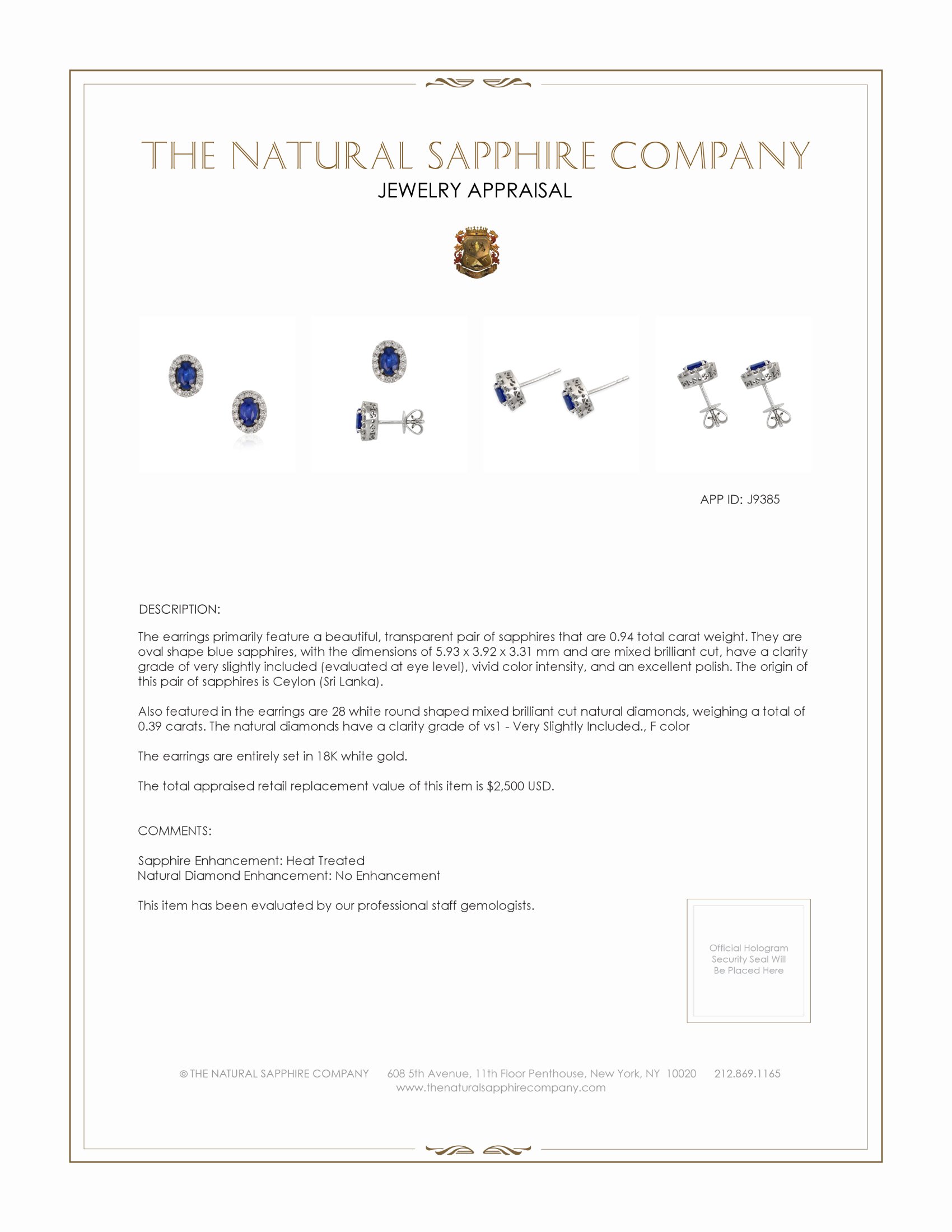 0.94 Ct.Tw. Blue Sapphire and Natural Diamond Pave Earrings, 18K White Gold