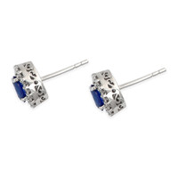 0.94&nbsp;Ct.Tw.Total Carat Weight Blue Sapphire and Natural Diamond Pave Earrings, 18K White Gold Image