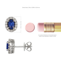 0.94&nbsp;Ct.Tw.Total Carat Weight Blue Sapphire and Natural Diamond Pave Earrings, 18K White Gold Image