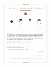 7.17 Ct. Blue Sapphire and Natural Diamond Three Stone Ring, 18K White Gold Appraisal