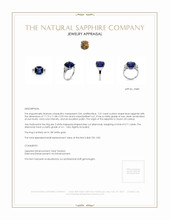 7.01 Ct. Blue Sapphire and Natural Diamond Three Stone Ring, 18K White Gold Appraisal