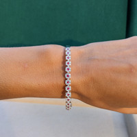 0.60 Ct.Tw. Ruby Natural Diamond Bangle Bracelet, 18K White Gold Image