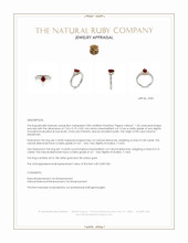 1.02 Ct. Ruby and Natural Diamond Three Stone Ring, 18K White & Yellow Appraisal
