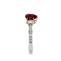 1.02 Ct. Ruby Natural Diamond Three Stone Ring, 18K White & Yellow Image