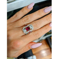 1.44 Ct. Ruby and Ruby Ring, 18K White Yellow Life Style