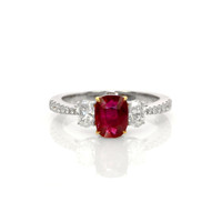1.58 Ct. Ruby and Natural Diamond Ring, 18K White & Yellow Video