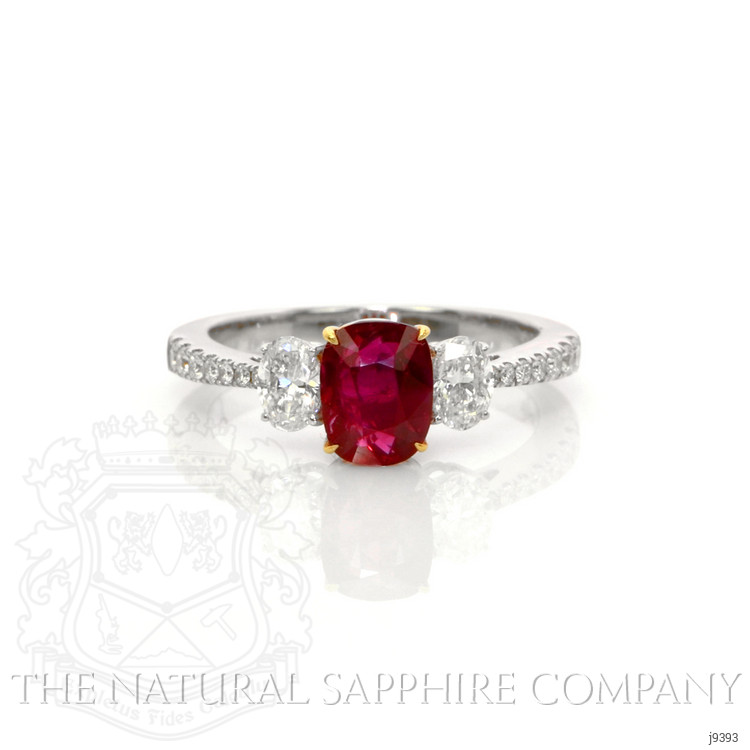 1.58 Ct. Ruby and Natural Diamond Ring, 18K White & Yellow