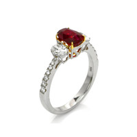 1.58 Ct. Ruby and Natural Diamond Ring, 18K White & Yellow Image