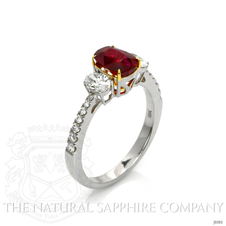 1.58 Ct. Ruby and Natural Diamond Ring, 18K White & Yellow