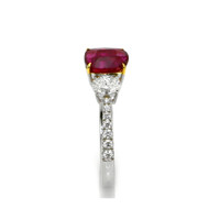 1.58 Ct. Ruby and Natural Diamond Ring, 18K White & Yellow Image