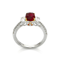 1.58 Ct. Ruby and Natural Diamond Ring, 18K White & Yellow Image