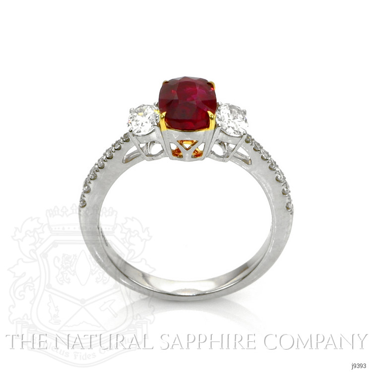 1.58 Ct. Ruby and Natural Diamond Ring, 18K White & Yellow