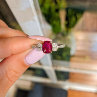 1.58 Ct. Ruby and Natural Diamond Ring, 18K White & Yellow Life Style