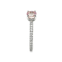 1.19 Ct. Peach Sapphire and Natural Diamond Pave Ring, 14K White Gold Image