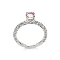 1.19 Ct. Peach Sapphire and Natural Diamond Pave Ring, 14K White Gold Image