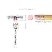 1.19 Ct. Peach Sapphire and Natural Diamond Pave Ring, 14K White Gold Image