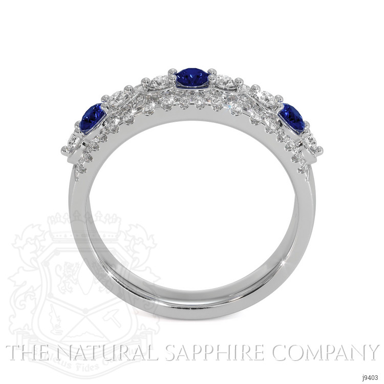 0.35 Ct. Blue Sapphire and Natural Diamond Antique Style Ring, 18K White Gold