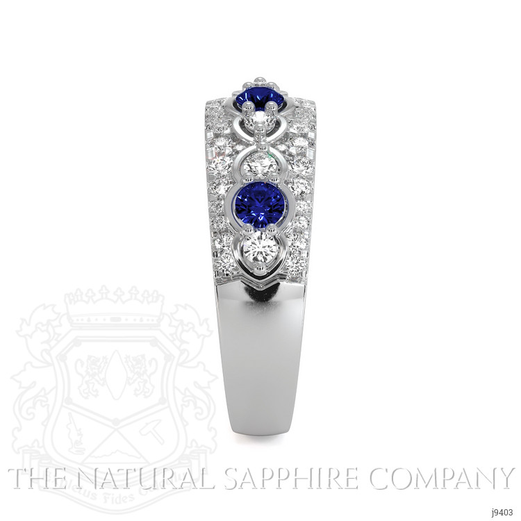 0.35 Ct. Blue Sapphire and Natural Diamond Antique Style Ring, 18K White Gold