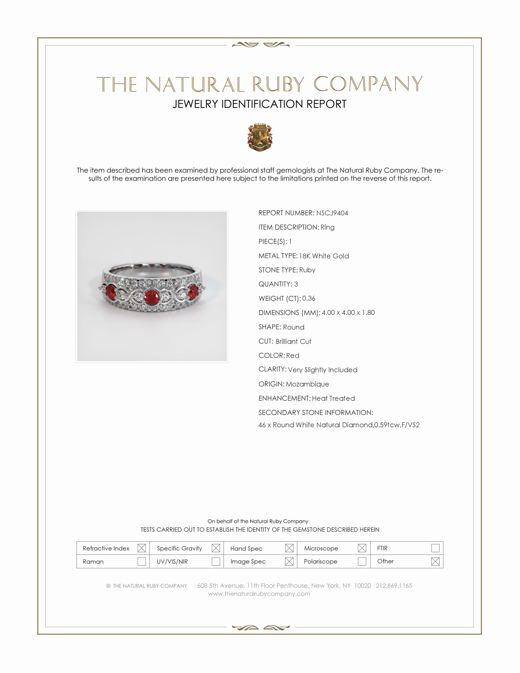 0.36 Ct. Ruby and Natural Diamond Antique Style Ring, 18K White Gold