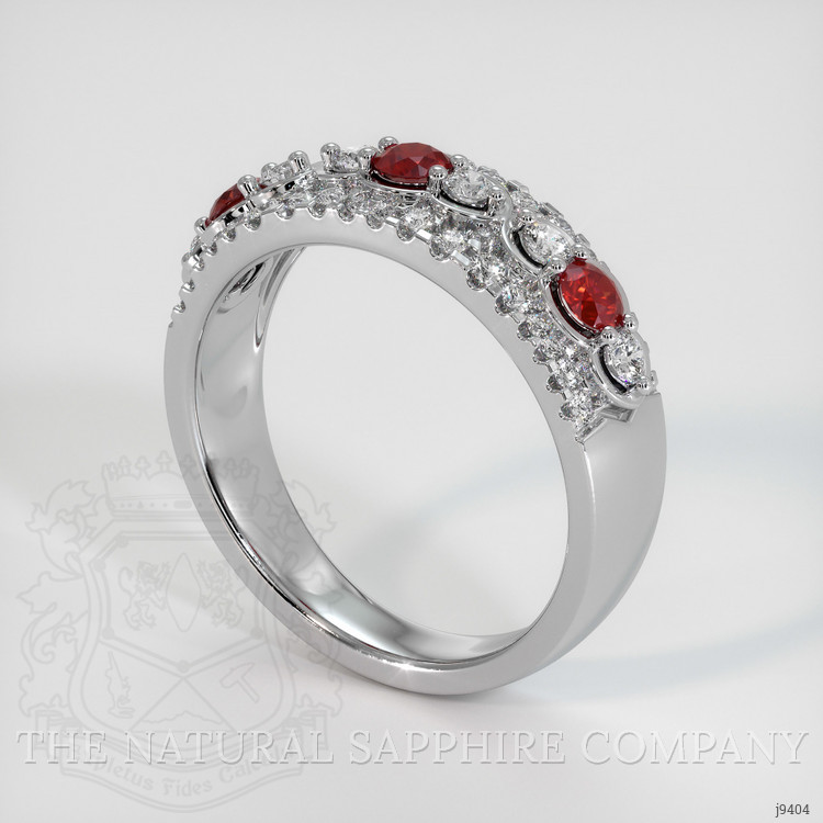0.36 Ct. Ruby Natural Diamond Antique Style Ring, 18K White Gold