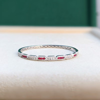 0.47 Ct.Tw. Ruby Natural Diamond Pave Bracelet, 18K White Gold Image