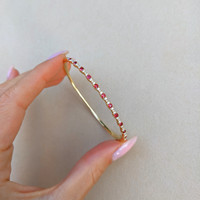 0.62 Ct.Tw. Ruby Natural Diamond Pave Bracelet, 18K Yellow Gold Image