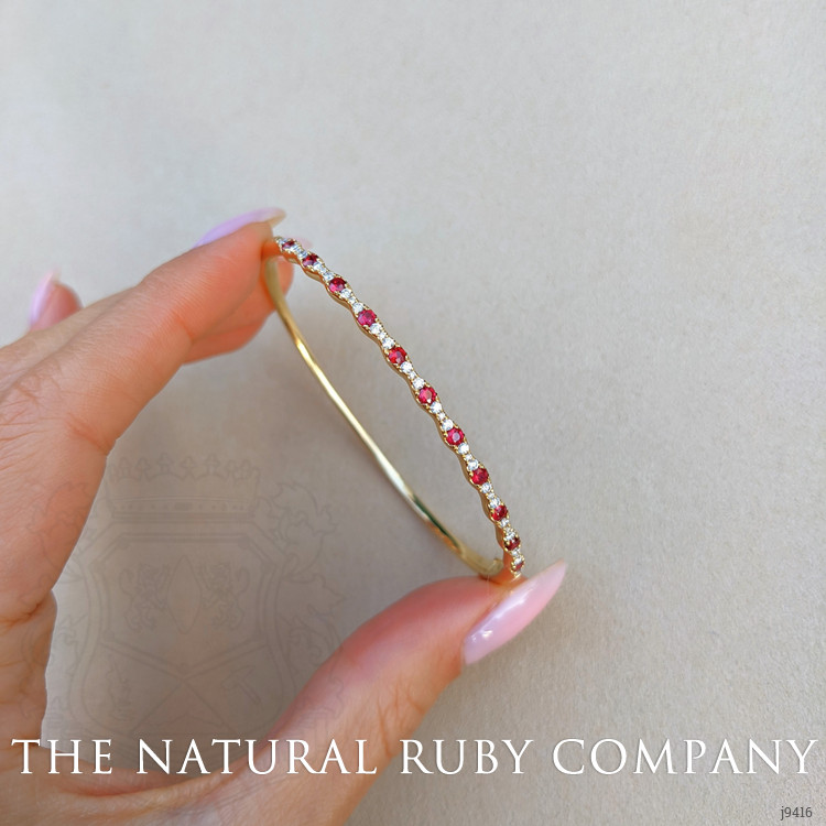 0.62 Ct.Tw. Ruby Natural Diamond Pave Bracelet, 18K Yellow Gold