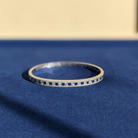 1.15 Ct.Tw. Blue Sapphire and Natural Diamond Pave Bracelet, 18K White Gold Image