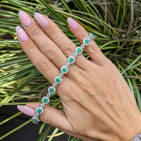2.57 Ct.Tw. Emerald Natural Diamond Pave Bracelet, 18K White Gold Image
