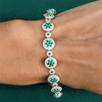 2.57 Ct.Tw. Emerald Natural Diamond Pave Bracelet, 18K White Gold Life Style