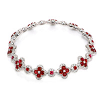 5.12 Ct.Tw. Ruby Natural Diamond Accent Stones Bracelet, 18K White Gold Video
