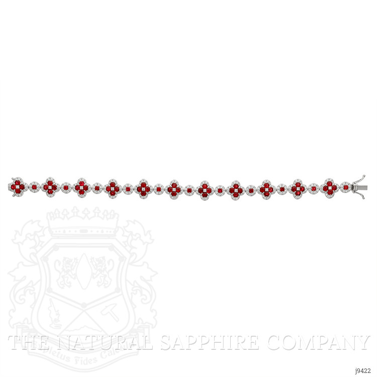 5.12 Ct.Tw. Ruby Natural Diamond Accent Stones Bracelet, 18K White Gold