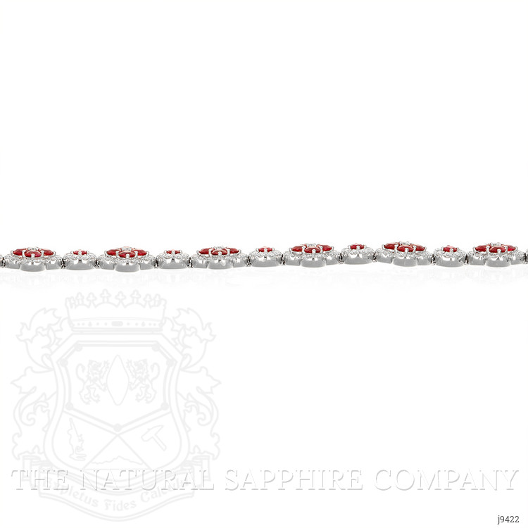 5.12 Ct.Tw. Ruby Natural Diamond Accent Stones Bracelet, 18K White Gold