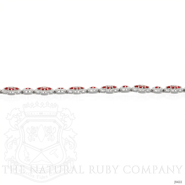 5.12 Ct.Tw. Ruby Natural Diamond Accent Stones Bracelet, 18K White Gold