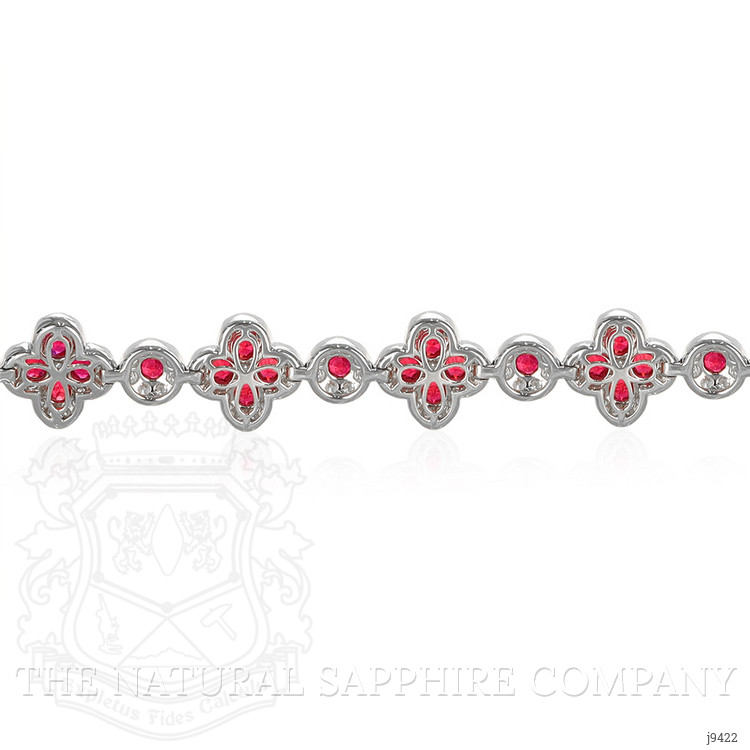 5.12 Ct.Tw. Ruby Natural Diamond Accent Stones Bracelet, 18K White Gold