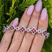 5.12 Ct.Tw. Ruby Natural Diamond Accent Stones Bracelet, 18K White Gold Life Style