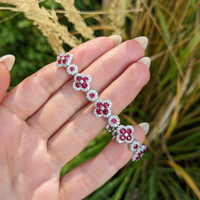 5.12 Ct.Tw. Ruby Natural Diamond Accent Stones Bracelet, 18K White Gold Life Style